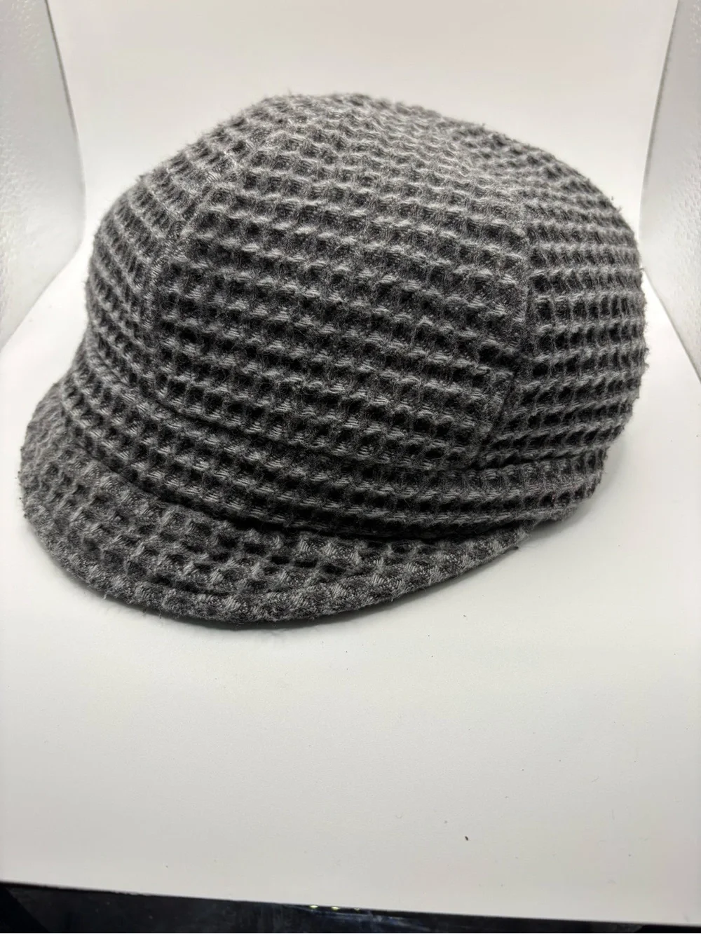 Gray Textured Newsboy Cabbie Cap Retro Driving Hat Lined